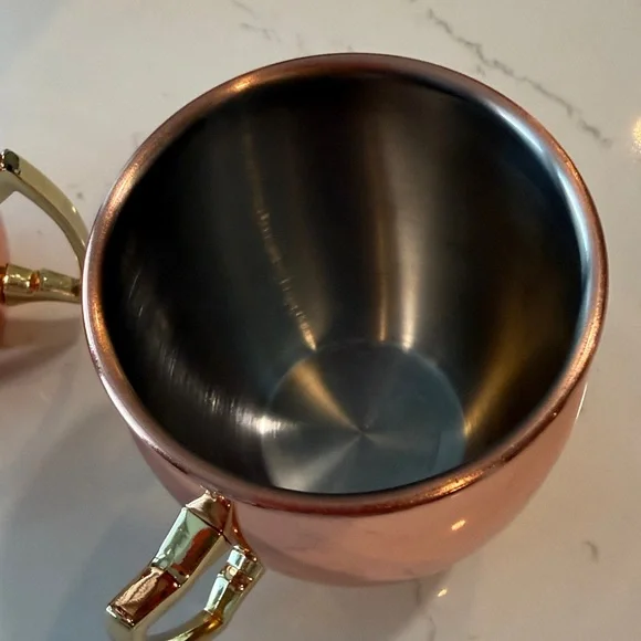 Copper Moscow Mule Mugs with Gold Handles, set of 2 - Picture 3 of 11